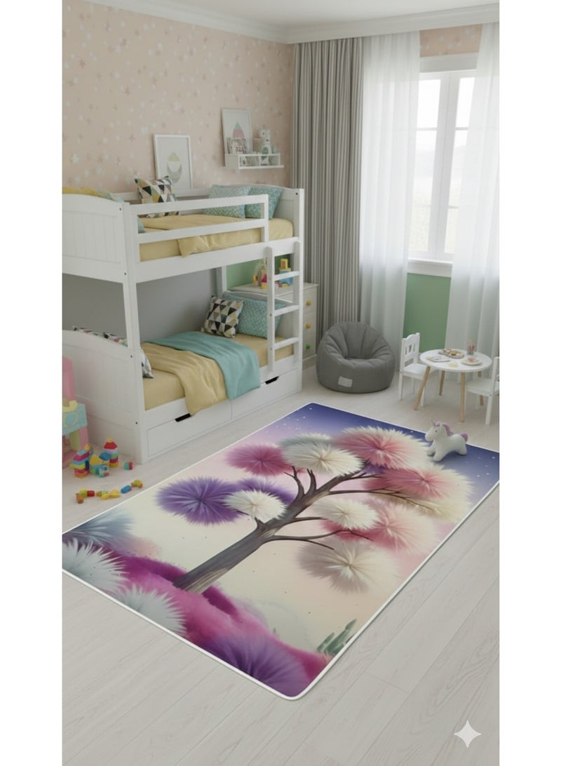 سجادة غرف أطفال مودرن - بديل سجاد بتصميم شجرة خيالية 3D - ظهر مانع للانزلاق - مقاس 120×180 سم - Image 2